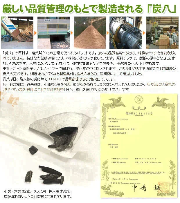 調湿木炭 炭八 お試し 6個セット（室内用大袋 1個＋押入用 3個＋タンス用 2個）