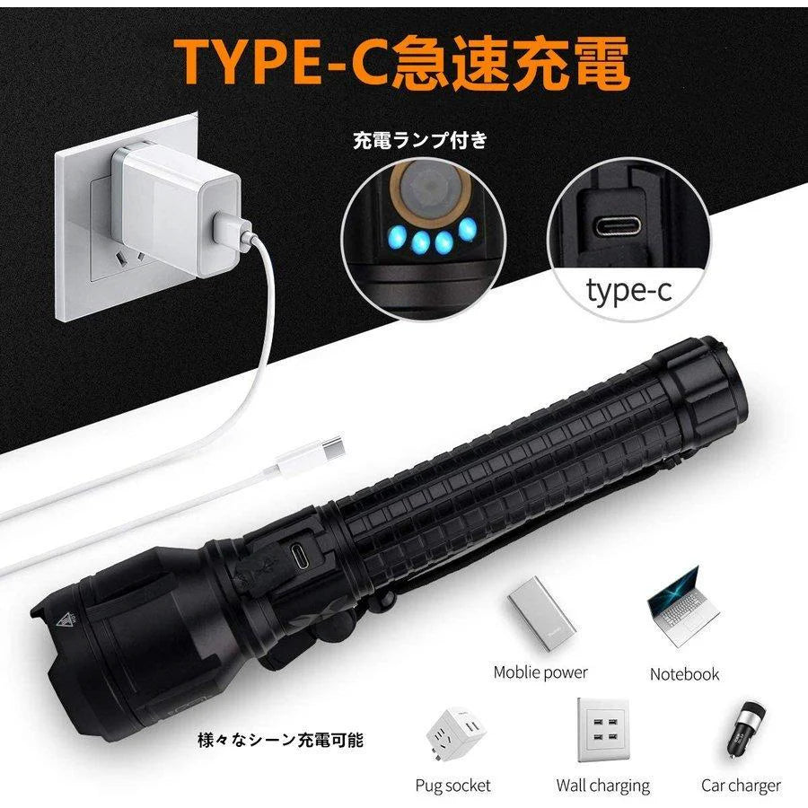 当日発送 懐中電灯 Led ズーム式 強力 軍用 最強 USB充電式 26650軽量小型 明るい ハンディライト 防水 防災 地震 停電対策 釣り用 作業用 ライト