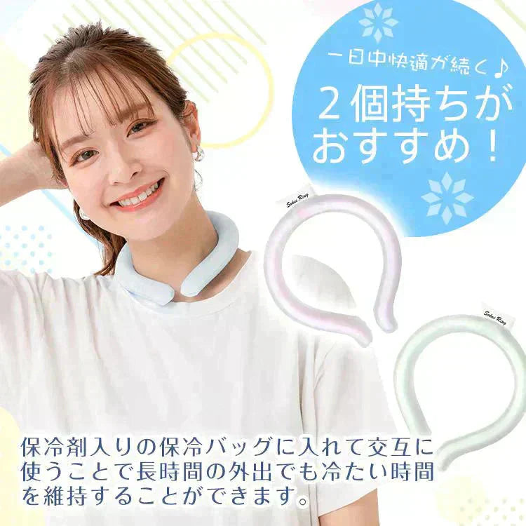 【送料無料】【Mサイズ ピンク 2個セット】［ネックリングセール］爽快リングW 2層構造 28℃ 凍結 クール 長持ち 熱中症対策