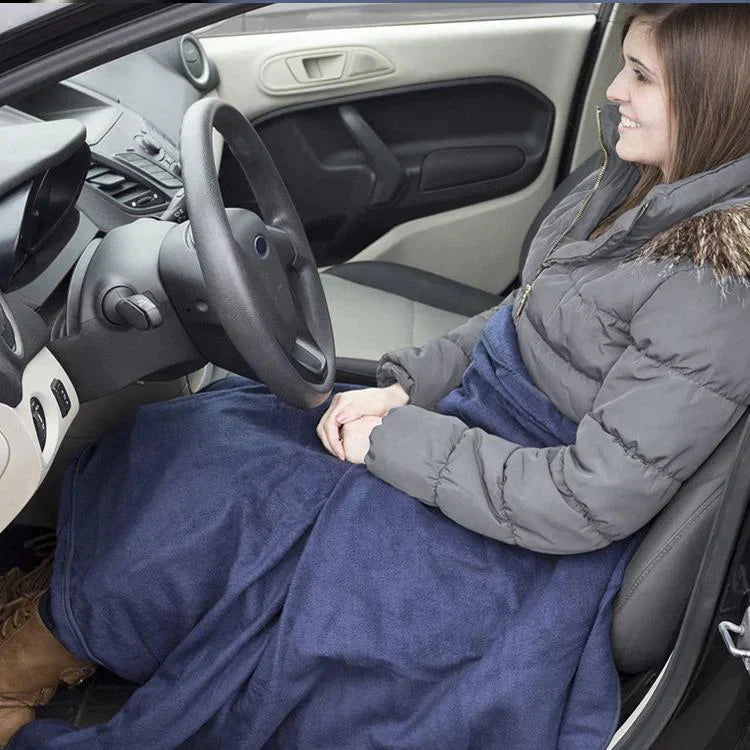 【送料無料】 車載電気毛布 「ネイビー」 ブランケット ひざ掛け 毛布 車用 温度調整 ダニ退治 大判 146cm × 100cm シガーソケット 12V専用 電熱 ヒーター 暖かい あったか 防寒 ny458-ne