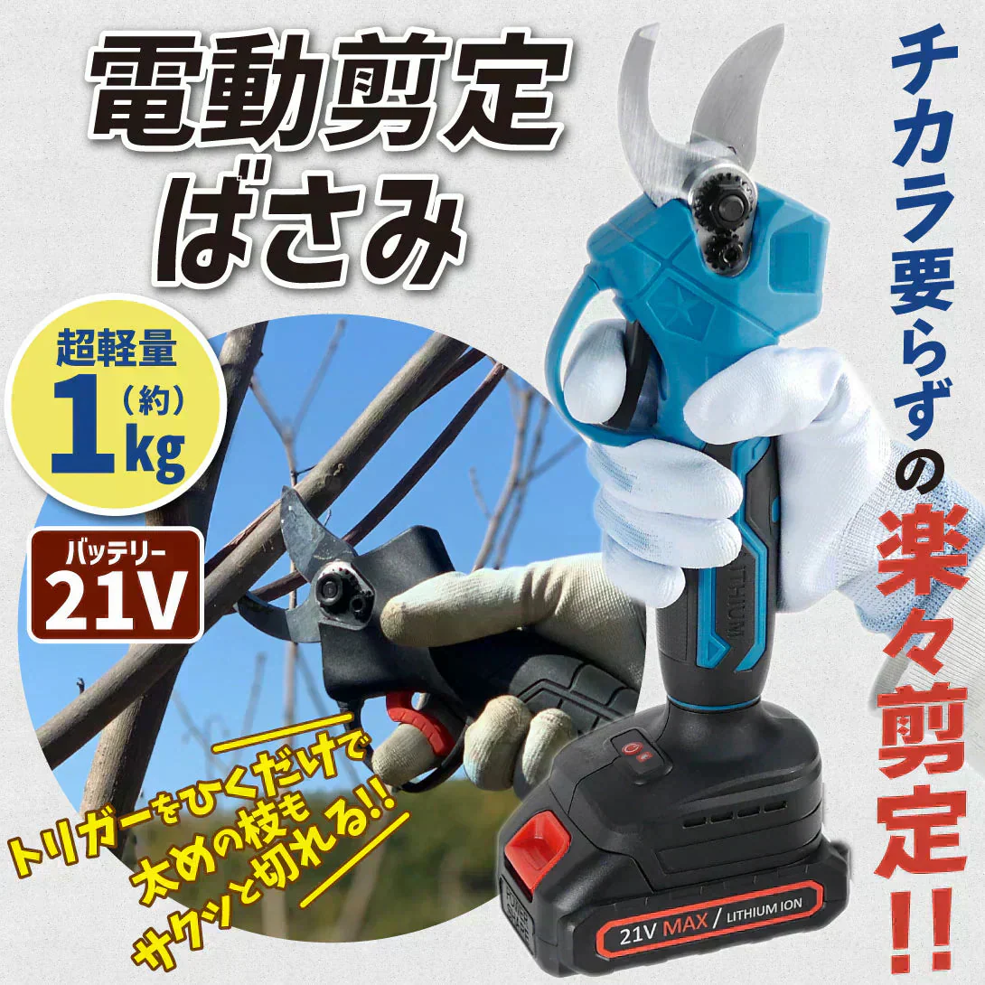 充電式 らくらく電動剪定はさみ 剪定ばさみ バッテリー・充電器付 1組  庭木 枝切り【発送時期は商品説明参照】