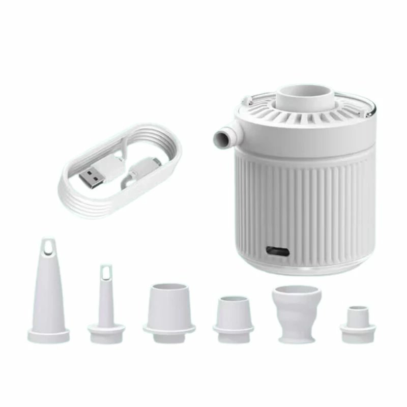 エアーポンプ 充電式 ミニ電動ポンプ 1200mAh電池 3.5kPa高気圧 小型 携帯便利 空気入れ?空気抜く 6種類のノズル付き 浮き輪 プール うきわ インフレーターマット キャンプ ゴムボート