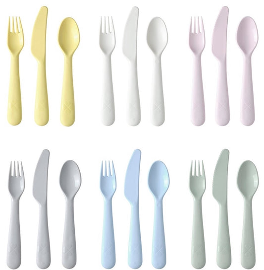 イケア カラース カトラリー 18点セット フォーク ナイフ スプーン ミックスカラー ベビー食器 子供用 IKEA(カトラリー)