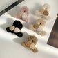 (ブラック)ヘアクリップ ハート バンスクリップ ヘアアクセサリー モコモコ 韓国 ボア バレッタ 秋 冬 レディース クロス ボリューム 大きめ 髪飾り