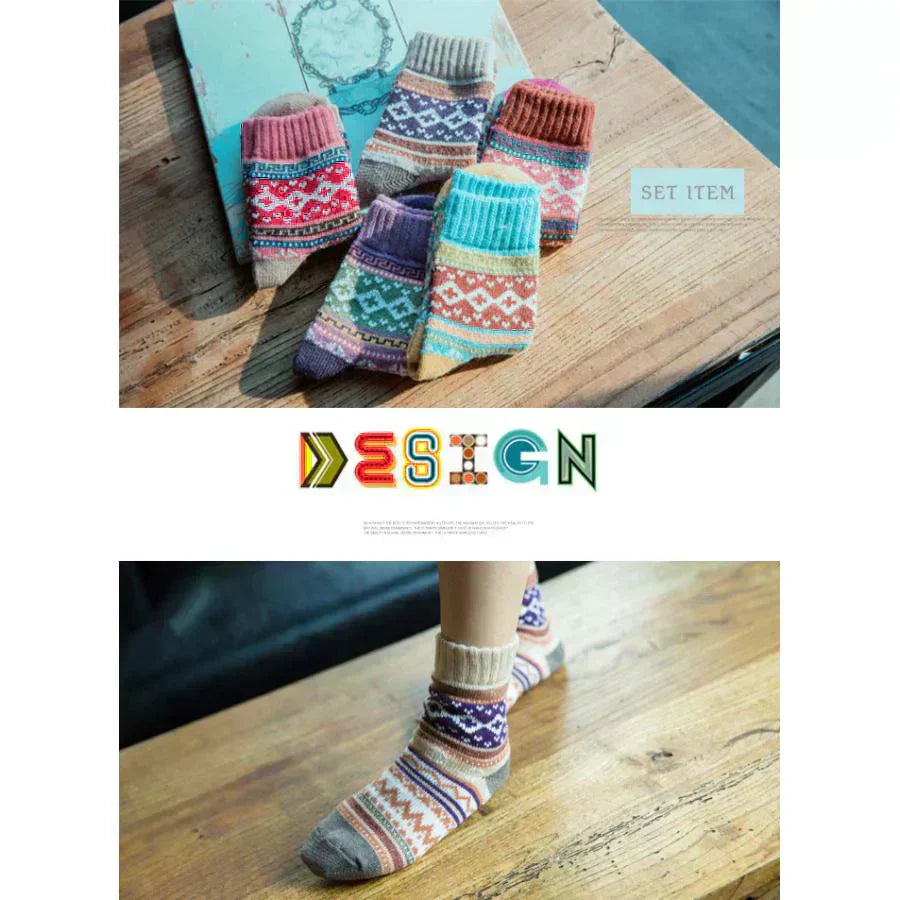 【各色一足ずつ】【予約商品・発送時期は商品説明に記載】レディース 靴下 暖かい かわいい ソックス 5足 セット 春 秋冬 柄 おしゃれ あったか インスタ映え 送料無料 ギフト プレゼント