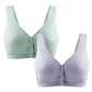 2枚セット グリーン グレー XXLサイズ ブラジャー 授乳ブラ ベスト型 哺乳用 インナー 前開き ノンワイヤー ナイトブラ コットン 妊娠 出産 下着 肌着 育児 マタニティ 通気 ボタン 綿