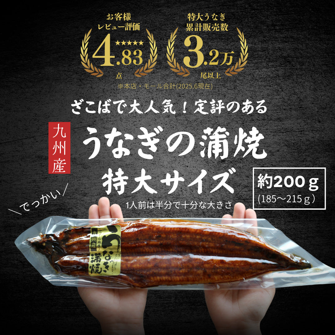 特大うなぎ蒲焼 約200gｘ2本 九州産