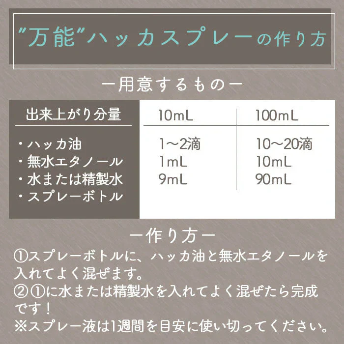 ハッカ油 スプレー付 天然ハッカ油100% 100ml