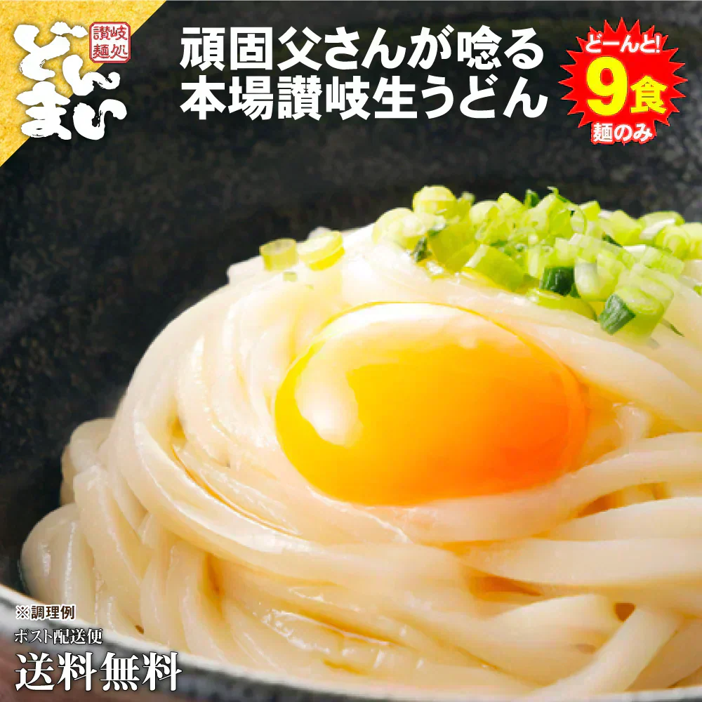 頑固父さんが唸る讃岐生うどん 【普通麺】 9食セット (麺300g×3袋 ) 送料無料 香川県 産地直送 お試し フード おすすめ グルメ食品 人気 ポスト投函 お取り寄せ おつまみ【ご新規さん限定商品】