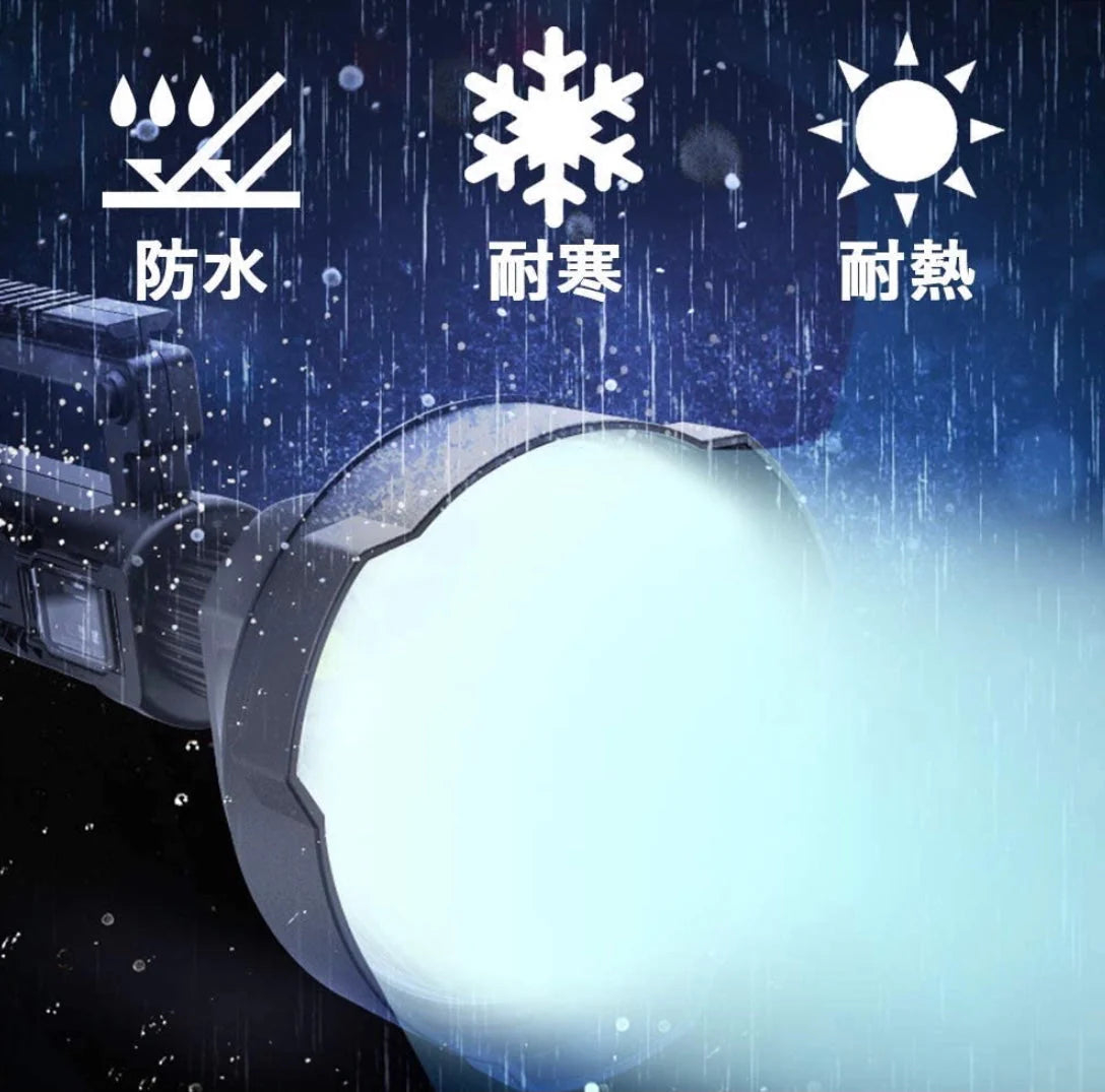 懐中電灯 LED USB充電式 超高輝度 4つ調光モード 三脚スタンド付き IP65防水 8000mAhバッテリー内蔵  LED懐中電灯 サーチライト ledライト フラッシュライト ハンディライト 作業灯 非常灯 強力 軍用 停電 防災対策 夜釣り(w028)