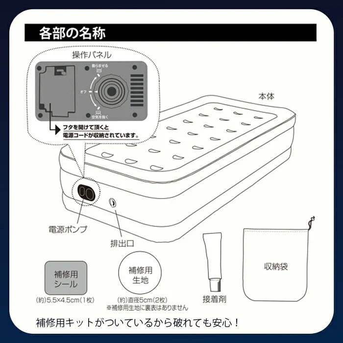 【シングル】NEW エアーベッド 簡易ベッド シングル/ダブル 極厚46cm 電動 普段使い 災害 防災グッズ 来客用 マットレス エアーマットレス コンパクト 収納 軽量