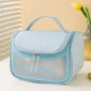 化粧ポーチ(ブルー) トラベルポーチ メイクポーチ コスメ バッグ 収納 小物 大容量 メイクバッグ 花柄 可愛い レディース おしゃれ 出張 旅行 修学旅行 卒業旅行