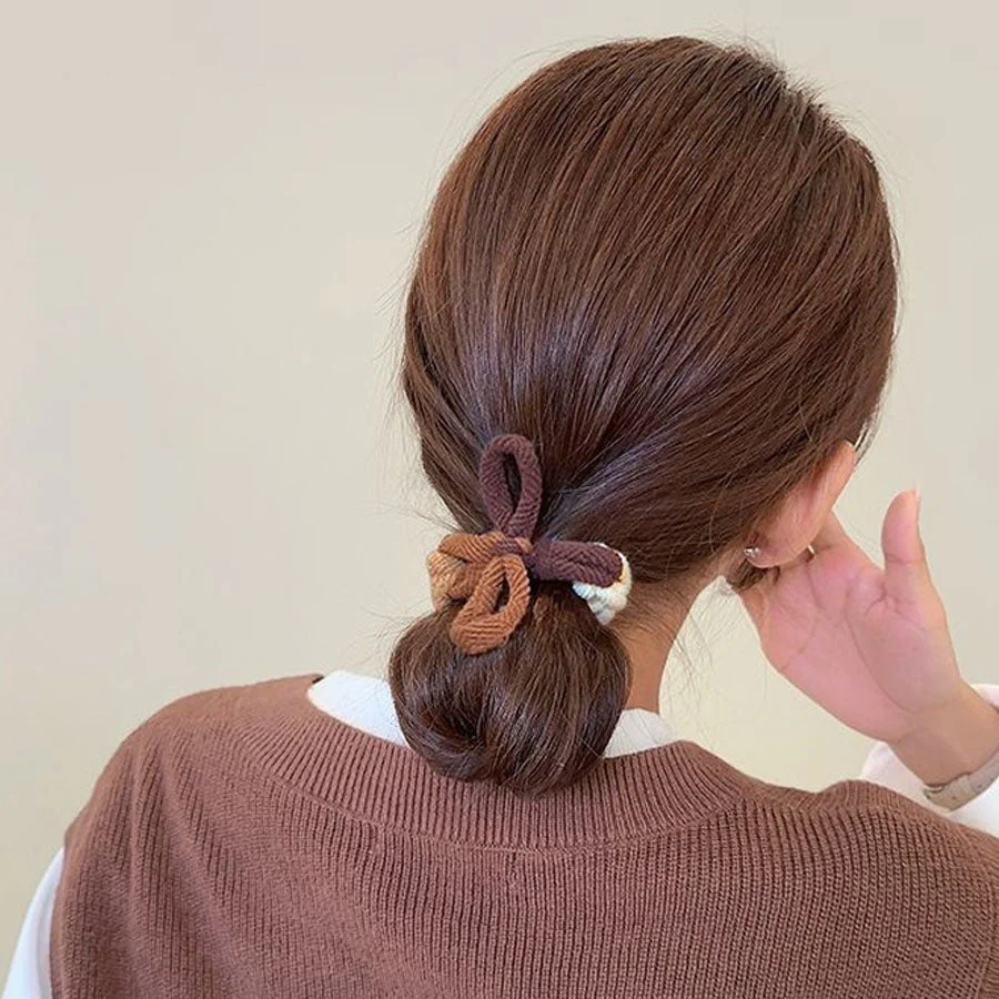 (グレー)ヘアゴム バイカラー 太め おしゃれ ヘアアクセサリー 結び シンプル 髪留め ヘア留め かわいい オシャレ 髪飾り 上品 パーティー飾り