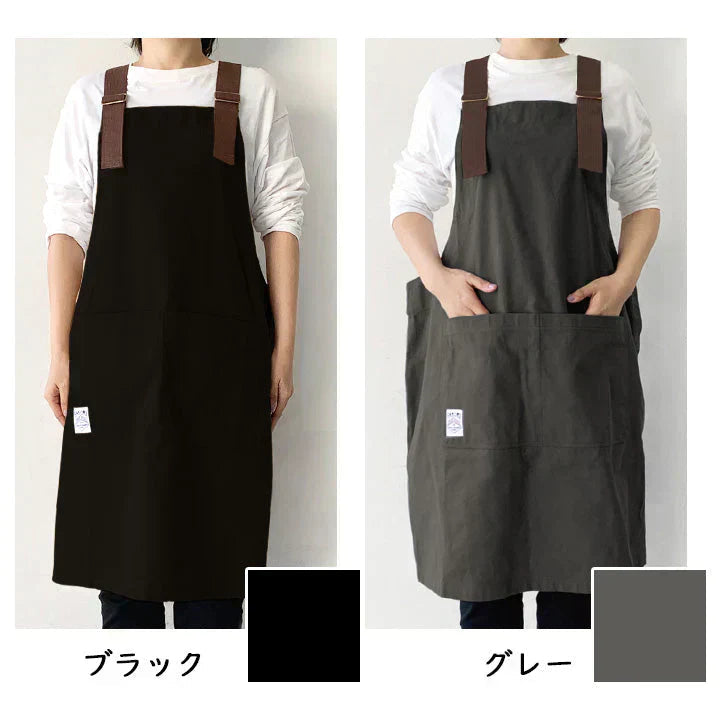 【ブラック】FABORI ワークエプロン ライトブラウン エプロン メンズ レディース おしゃれ 男女兼用 フリーサイズ かぶり かぶるだけ ガーデニング 膝丈 シンプル DIY 無地 大人 プレゼント ギフト 父の日 保育士