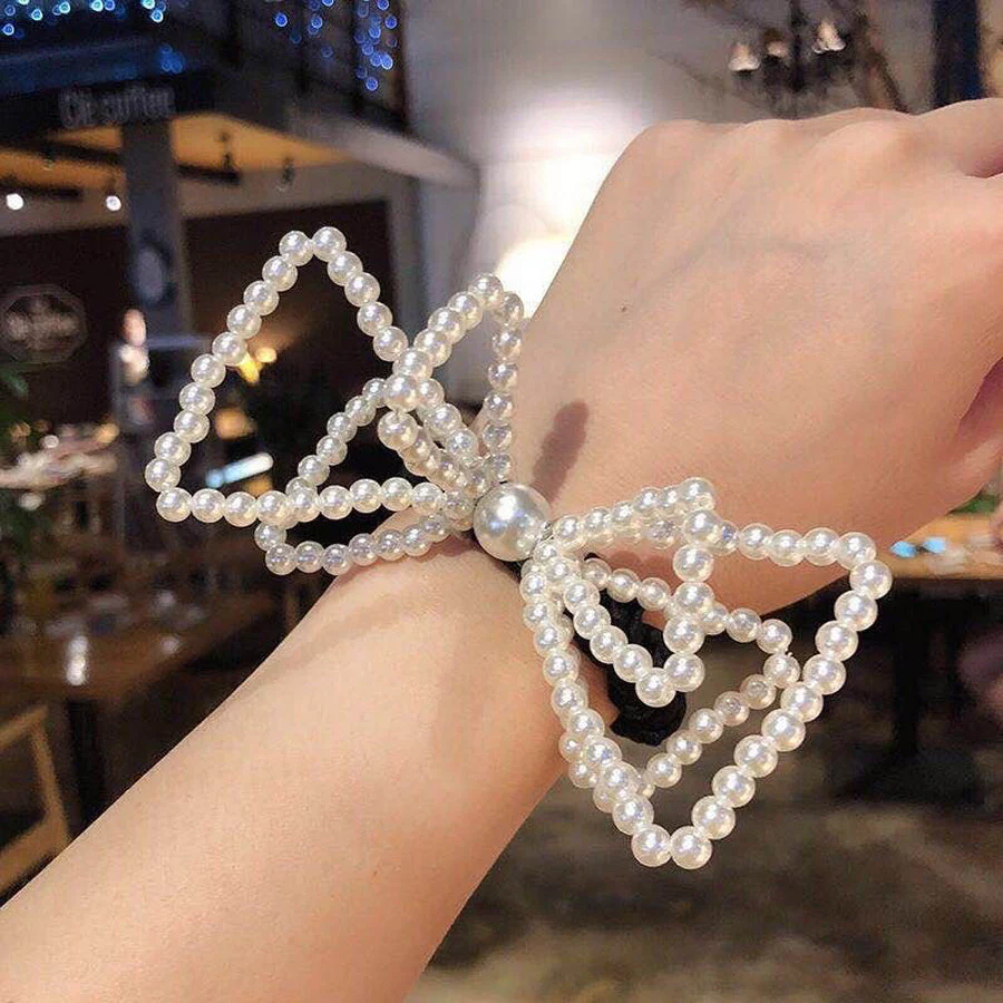 (B金具)ヘアピン ヘアゴム 結び  リボン パールビーズヘアピン パッチン留め かわいい ヘアアクセサリー ホワイト 子ども おしゃれ