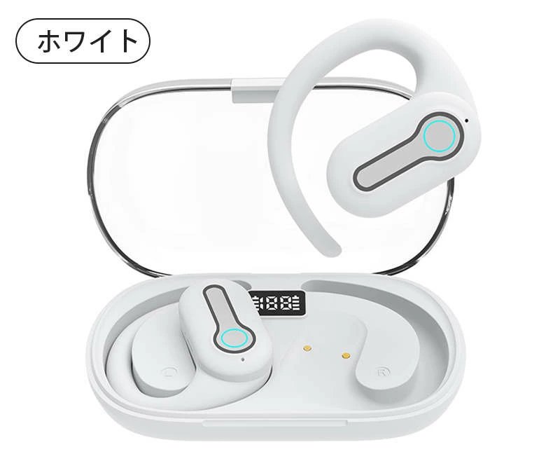 ワイヤレスイヤホン 耳かけ式 Bluetooth5.3 防水防汗 360°回転可能 HiFi高音質 安定装着 クリア通話 低遅延 長時間持続 小型軽量 自動ペアリング ENC通話 s105B(ホワイト)