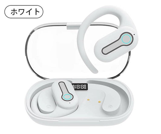 ワイヤレスイヤホン 耳かけ式 Bluetooth5.3 防水防汗 360°回転可能 HiFi高音質 安定装着 クリア通話 低遅延 長時間持続 小型軽量 自動ペアリング ENC通話 s105B(ホワイト)