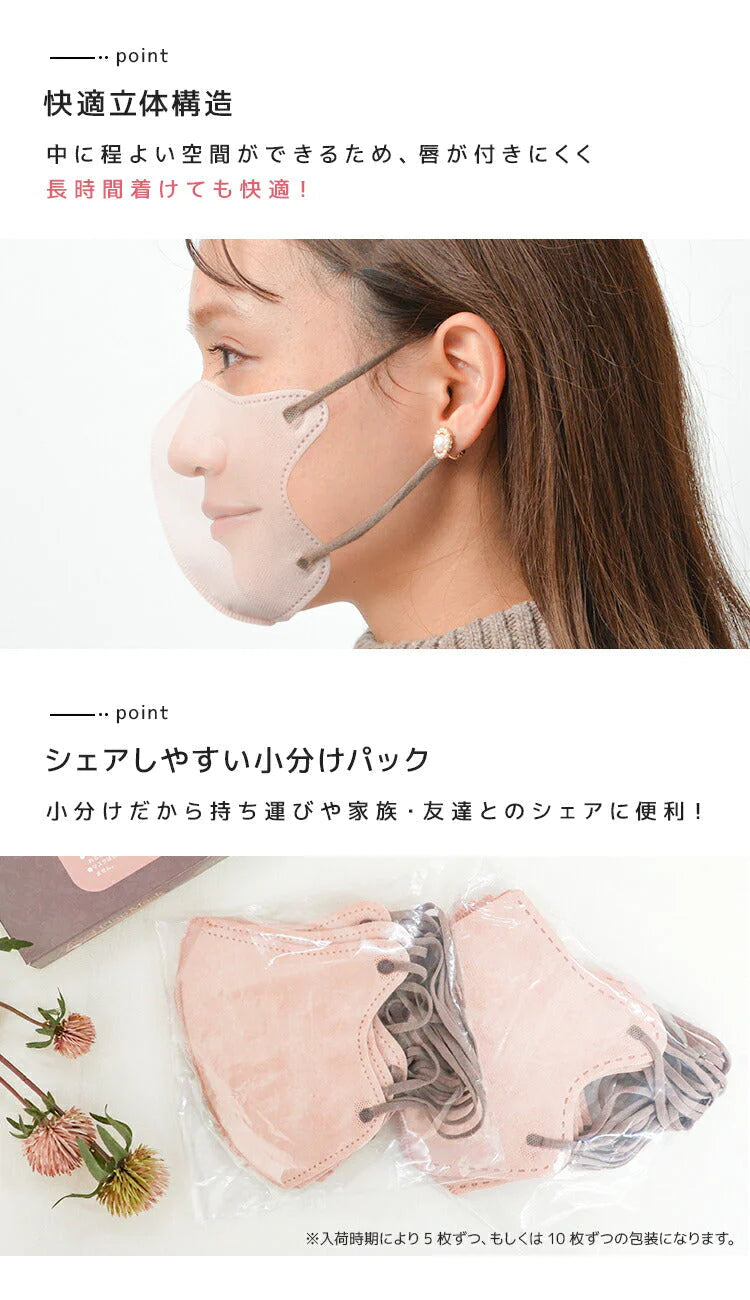 【100枚セット・アソートセット・FREEサイズ・バイカラー】立体マスク バイカラー 小顔 立体 不織布 カラー 血色 5D 3Dマスク マスク 両面 同色 カラーマスク ジュエルフラップマスク 3Dデイリースタイル Jewel Flap Mask 3D daily style Fit type フィットタイプ 公式 WEIMALL bwm5d