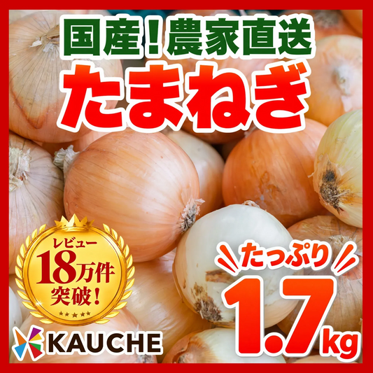【10営業日以内に発送】1番多い！約1.7kg（1500g～1800g）たっぷりお届け！農家直送 国産玉ねぎ【九州～関西～関東～北陸 発送可】【カウシェファーム収穫対象商品】