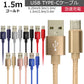 【1.5ｍ】【ゴールド】充電ケーブル type-c 1m 1.5m 2m 3m 0.25m 0.5m タイプC Type-C USB 充電コード 充電器 高速充電 android アンドロイド データ転送 iPhone 15 / iPad Pro / Xperia XZs / Xperia XZ / Xperia X compact / Nexus 6P / Nexus 5X 等