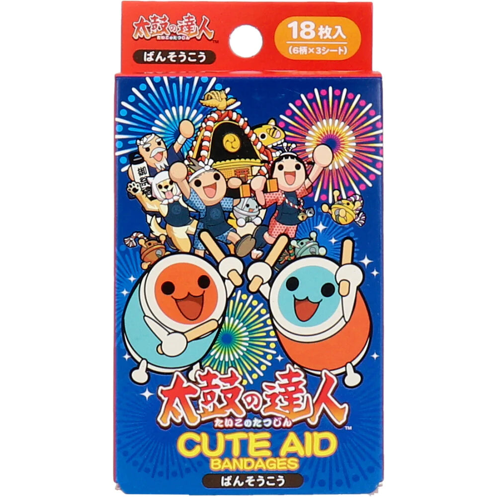サンタン CUTEAID キャラクター救急絆創膏 太鼓の達人 6柄X3シート 18枚入り X10箱