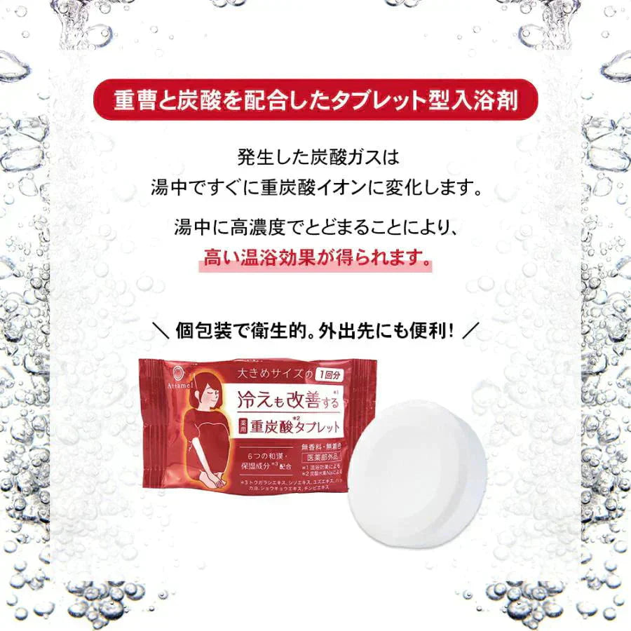 Attamelアッタメル薬用重炭酸タブレット 40ｇ×10錠 ◆ 医薬部外品 スキンケア 入浴剤 タブレット型 お風呂 オフロ おふろ 湯舟 リラックス 温浴 温活 ボディケア 冷え症 疲労回復