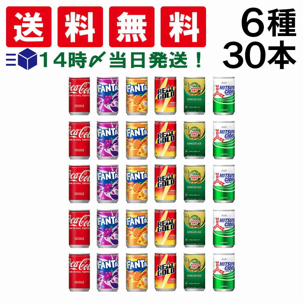 【 送料無料 】 炭酸飲料 ジュース ミニ缶 160ml 6種 B 計30本 詰め合わせ 飲み比べ アソート セット