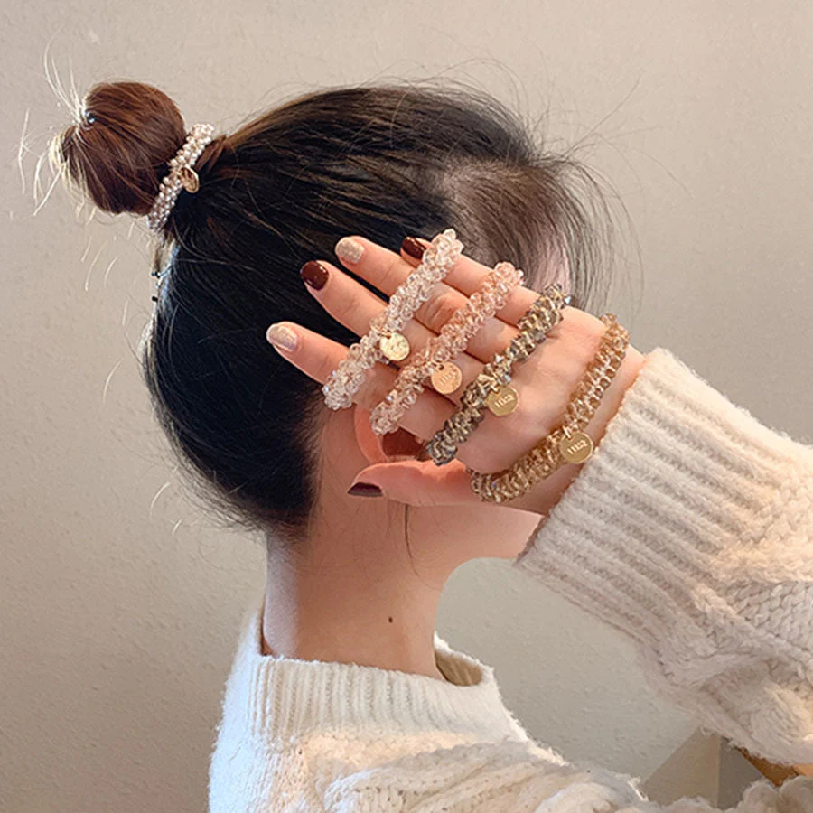 (クリア)ヘアゴム パール バブル シンプル ブレスレット ビーズ ヘア留め ヘアアクセサリー 髪飾り 上品 パーティー飾り