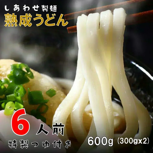 うどん 讃岐うどん 熟成うどん 約６人前 600g (300gx2袋) つゆ付き 送料無料 本場讃岐 純生熟成うどん 太麺 うどん お取り寄せ jukusei6-tuyu