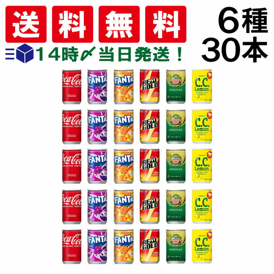 【 送料無料 】 炭酸飲料 缶ジュース ミニ缶 160ml 6種 C 計30本 詰め合わせ 飲み比べ アソート セット