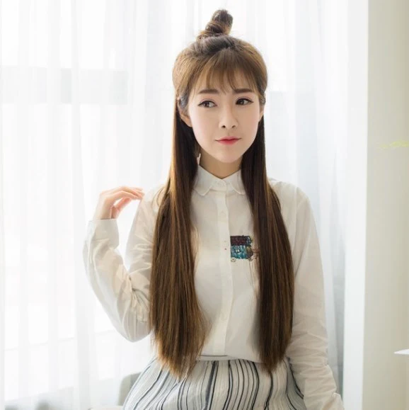 ストレート ロング エクステ 襟足ウィッグ 60cm (ダークブラウン）