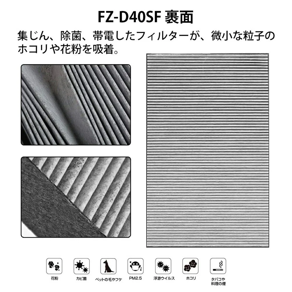 【全て日本国内発送】シャープ 空気清浄機対応 FZ-D40SF 交換用フィルター 集じん・脱臭一体型フィルター 空気清浄機用交換部品 （形名：FZ-D40SF) 互換品　 1枚