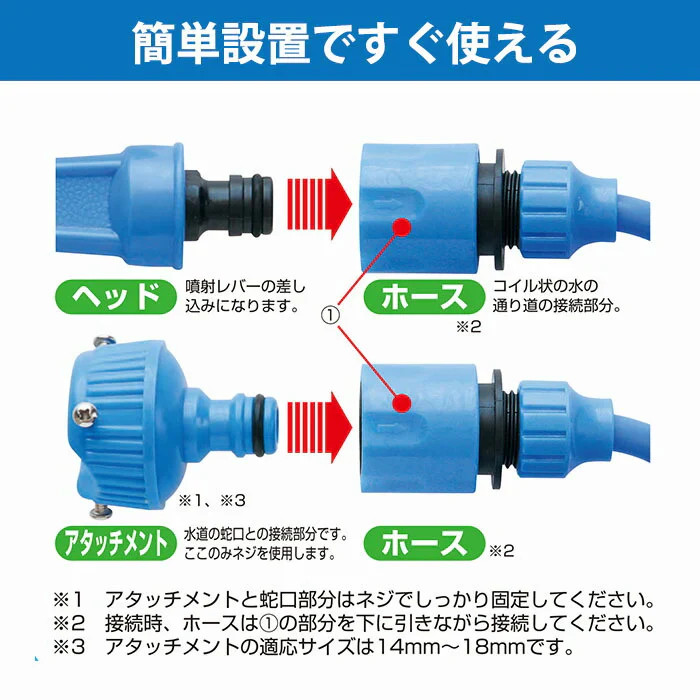 【ブルー】伸びるホース 15m 絡まない ノズル付き ガーデニング 洗車 園芸 おしゃれ スーパースパイラルホース15ｍ
