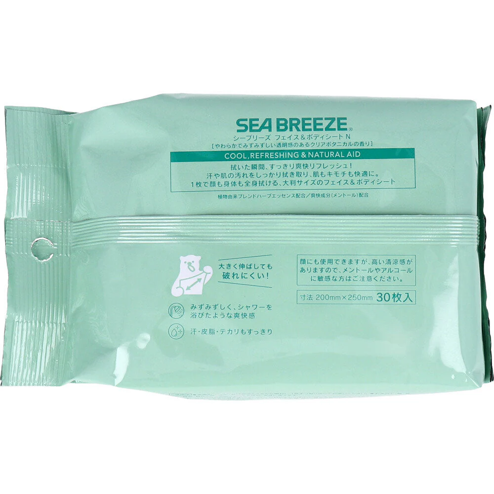 SEABREEZE シーブリーズ フェイス&ボディシート N 大判サイズ クリアボタニカル 30枚入り X6パック