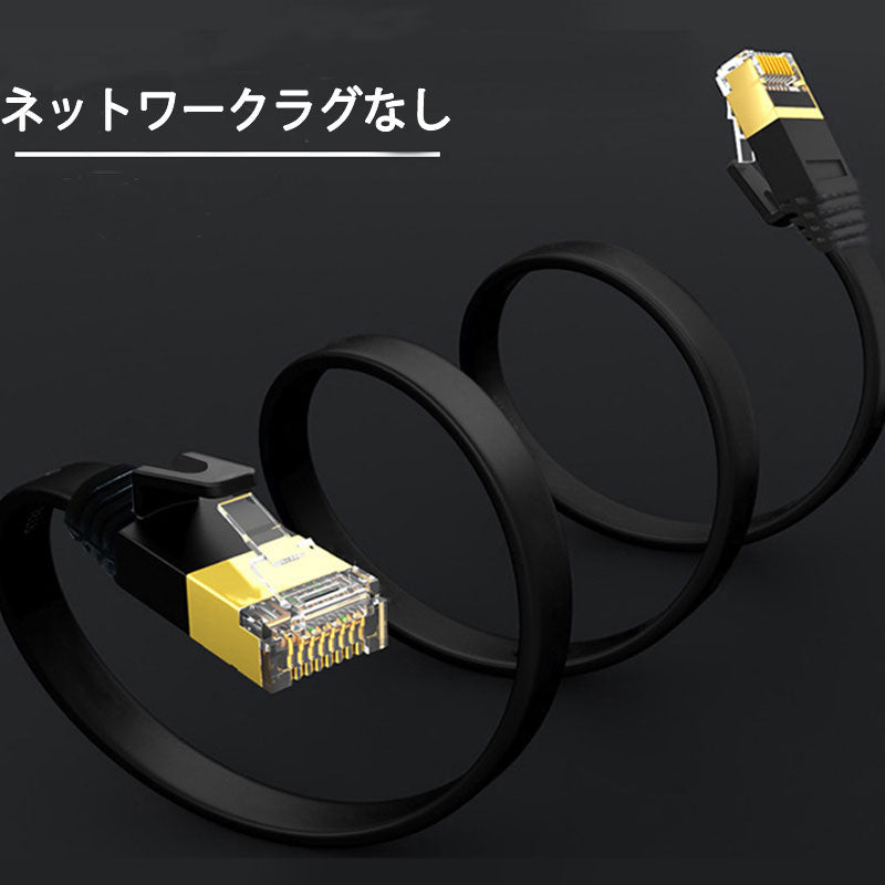 LANケーブル CAT7 1m 1メートル 10ギガビット 10Gps 600MHz フラットタイプ 光回線 超高速通信 ルーター パソコン プリンター cat7 カテゴリー7 延長