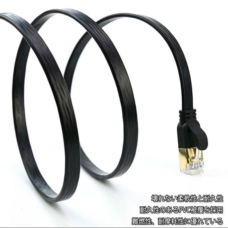 LANケーブル CAT7 1m 1メートル 10ギガビット 10Gps 600MHz フラットタイプ 光回線 超高速通信 ルーター パソコン プリンター cat7 カテゴリー7 延長