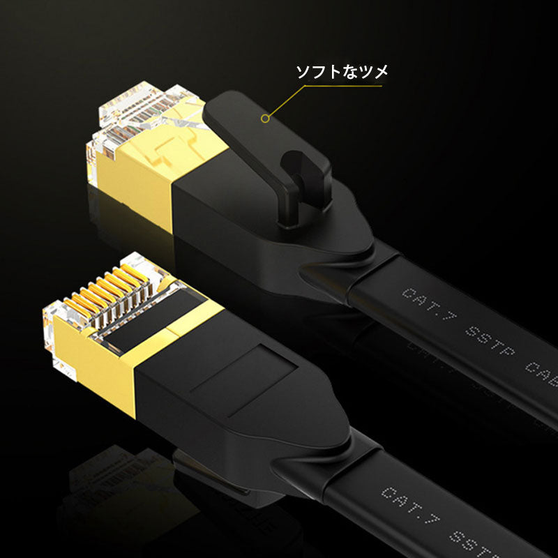 LANケーブル CAT7 3m 3メートル 10ギガビット 10Gps 600MHz フラットタイプ 光回線 超高速通信 ルーター パソコン プリンター cat7 カテゴリー7 延長