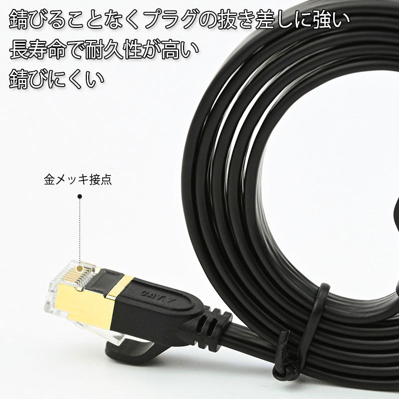 LANケーブル CAT7 5m 5メートル 10ギガビット 10Gps 600MHz フラットタイプ 光回線 超高速通信 ルーター パソコン プリンター cat7 カテゴリー7 延長