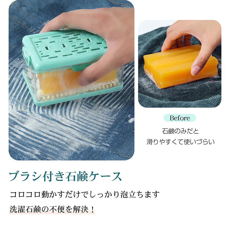 【ピンク】石鹸ケース ブラシ付き SNSで話題 ブラシ付石けんケース 泡立つ