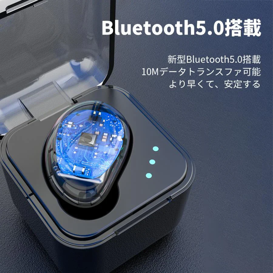 ブルートゥースイヤホン ヘッドホン 両耳 高音質 タッチタイプ　完全ワイヤレス 耳掛け式 自動ペアリング IPX7防水 Bluetooth 5.0 w595A(ブラック)