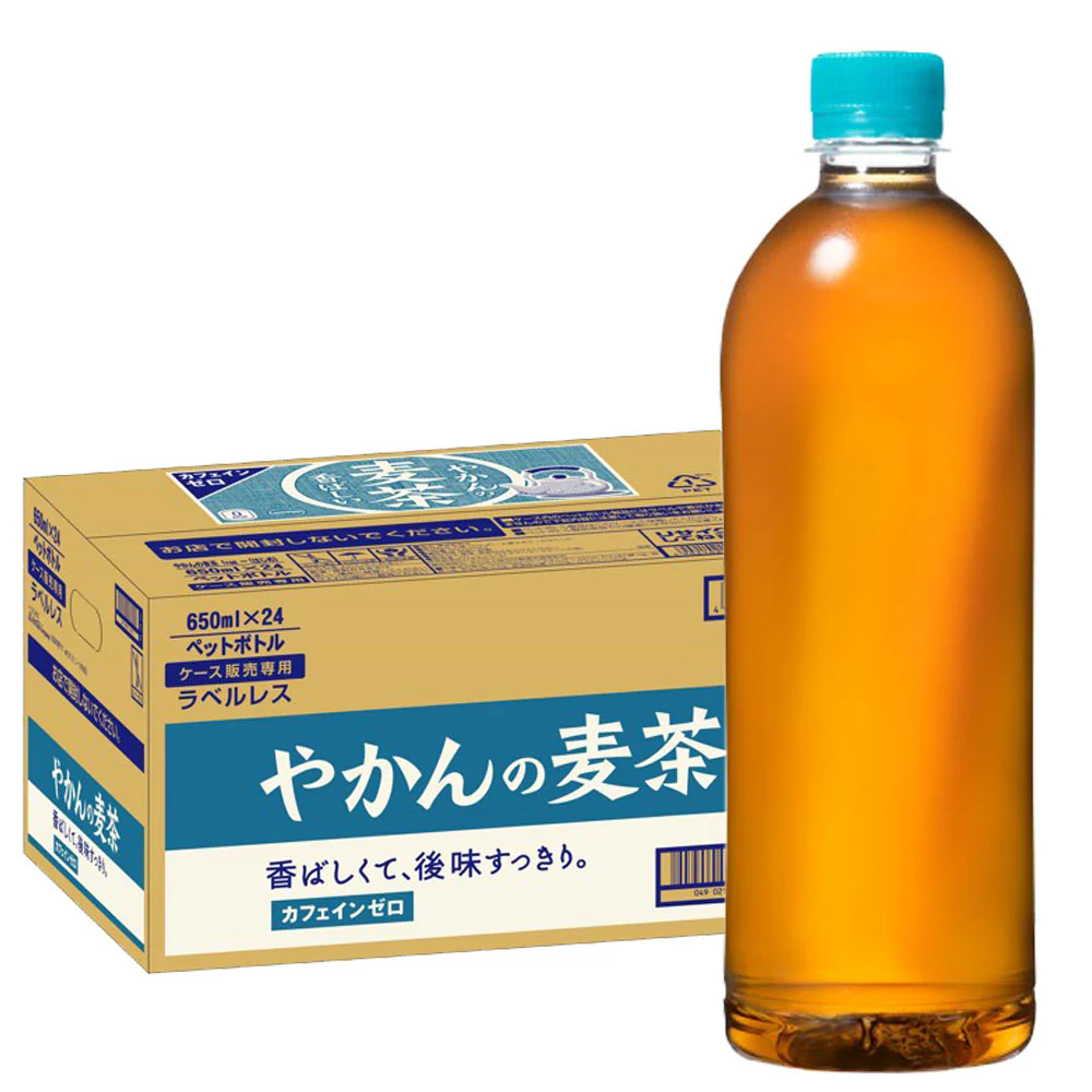 【送料無料】コカ・コーラ やかんの麦茶 ラベルレス PET 650ml×1ケース/24本