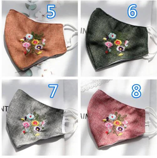 ランダム発送（3枚組）秋冬春 刺繍うファッションマスク 防寒　洗える 布　立体 防塵　美人 マスク 綺麗 大人用 秋冬新作 おしゃれ