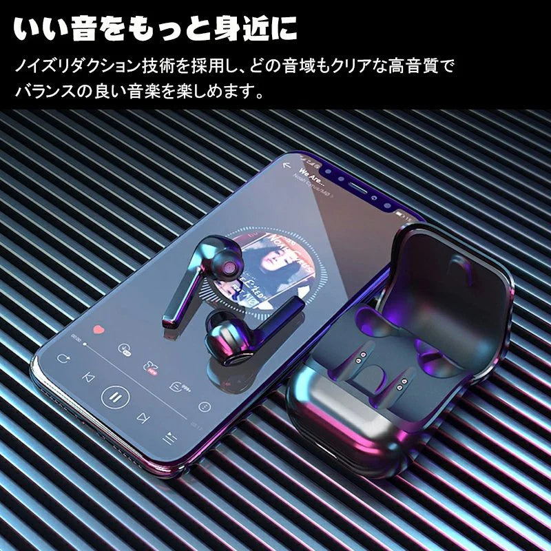 Bluetooth イヤホン 両耳 高音質 完全 イヤホン 耳掛け式 自動ペアリング IPX5防水 ブルートゥース イヤホン マイク付き 軽量 Siri対応 Bluetooth ヘッドホン ハンズフリー通話 iPhone＆Android対応 w044A(ブラック)