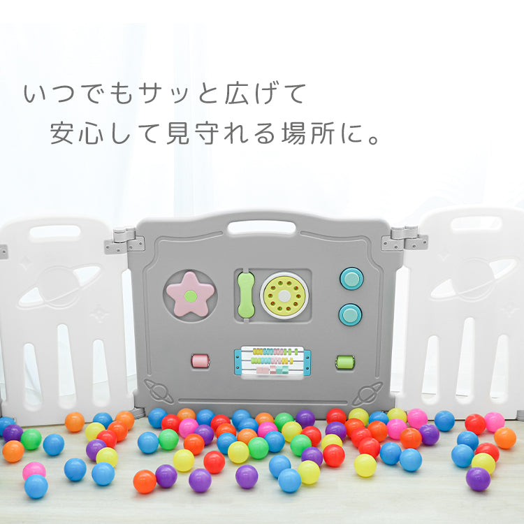 【10枚セット】【グレー×ホワイト】ベビーサークル 折りたたみ 扉付き ベビーガード 10枚 16枚セット おもちゃ付き ドアロック機能 ベビーフェンス キッズサークル ペットケージ カラフル おしゃれ ベビー サークル 赤ちゃん ベビー フェンス ゲート 柵 置くだけ