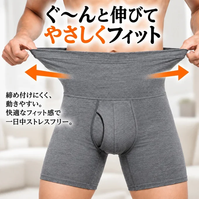 【ダークグレー1枚/Lサイズ相当】腹巻ボクサーパンツ