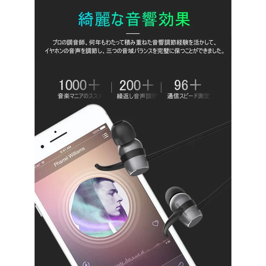 【ブラック】ブルートゥースイヤホン Bluetooth 4.2 ワイヤレスイヤホン 高音質 日本語音声通知 8時間連続再生 IPX4防水 ヘッドセット マイク内蔵 ハンズフリー 超長待機