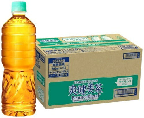 爽健美茶 ラベルレス 600ml ペットボトル 24本入 コカ・コーラ お茶 ブレンド茶 カフェインゼロ