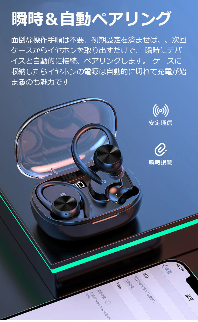 Bluetooth5.3 イヤホン 耳かけ式デザイン 健康で快適 耳に入らない 高清通話 LED表示 マイク 防水 防滴防汗 HiFi高音質 LED残電表示Bluetooth5.3 イヤホン 耳かけ式デザイン 健康で快適 耳に入らない 高清通話 LED表示 マイク 防水 防滴防汗 HiFi高音質 LED残電表示 w664C(ピンク)