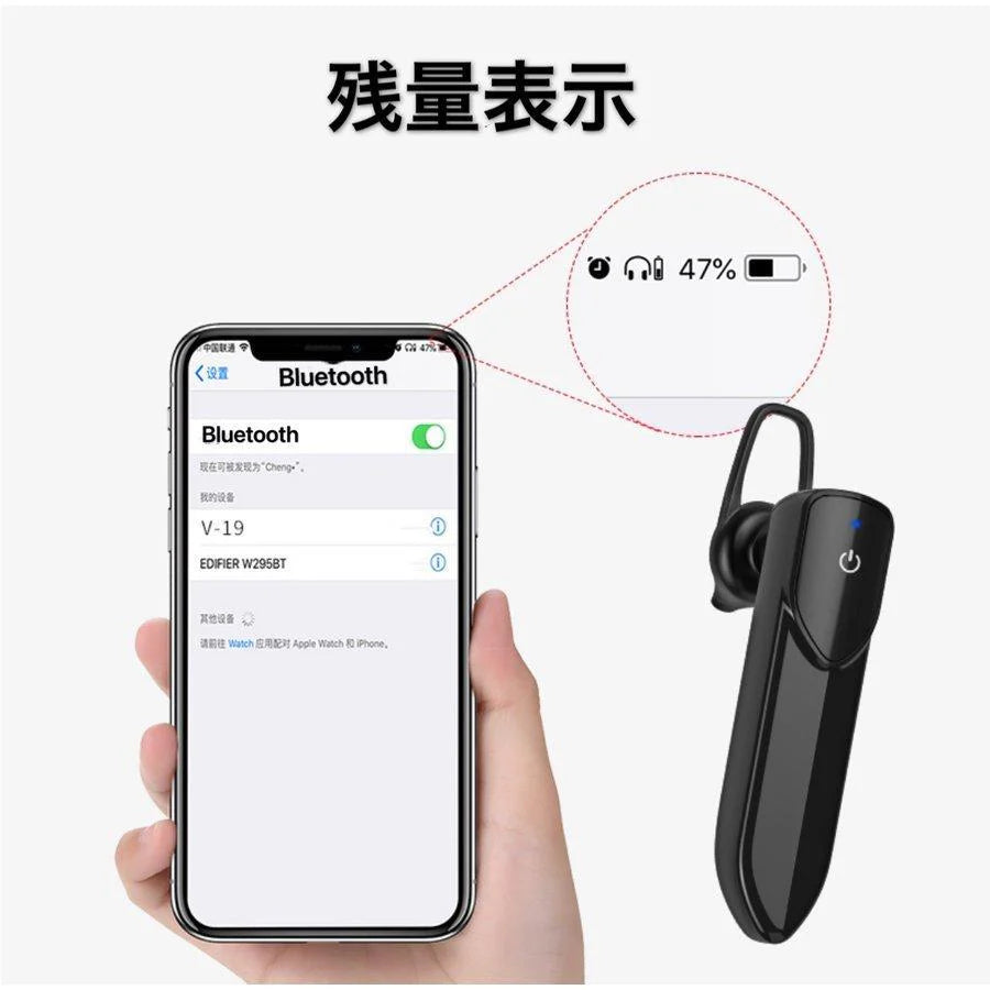 当日発送 Bluetoothイヤホン 片耳 Hi-Fi高音質 超大容量バッテリー 長持ちイヤホン IPX3防水対応 CSRチップ搭載 マイク内蔵 ハンズフリー通話 w048B(ブラック)
