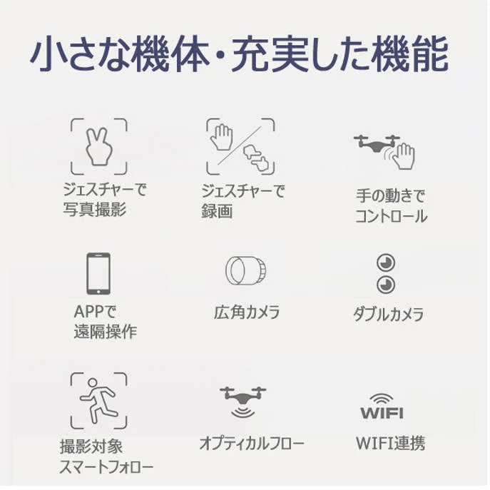 ドローン 4K高画質カメラ付き 白  小型 スマホ操作 200g以下 航空法規制外 初心者向け 操作簡単 20分連続飛行 ラジコン 日本語説明書付き 2022年最新